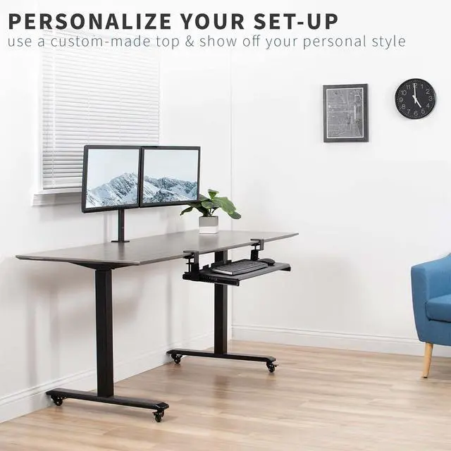 Alt view image 4 of 7 - Height Adjustable Clamp and 12 inch Rail Set for DIY Custom Wooden Keyboard Trays (Tray Not Included), Under Desk Pull Out Slider Track with C-clamp Mount System, Black, MOUNT-RAIL02H