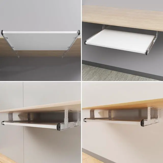 Alt view image 2 of 7 - Under Desk Keyboard Tray Pull Out Slide Height Adjustable Slide Out Keyboard Draw Holder Track Full Extension Ball Bearing Under Table Lift Bracket for Mounting Music Keyboard Piano Without Tray