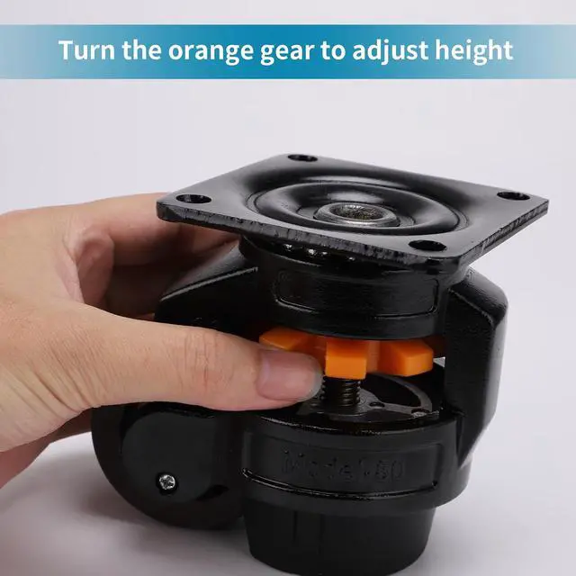 Alt view image 4 of 7 - 4 Pcs Leveling Machine Caster, Retractable Plate Caster Wheel for Industrial Machine Equipment, Heavy Workbench, Movable Furniture, Total Load Capacity 2200Lbs