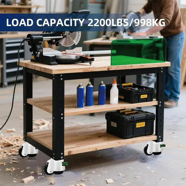 Alt view image 4 of 7 - Leveling Casters with Ratchet Handle, Adjustable Casters Load 2200 Lbs