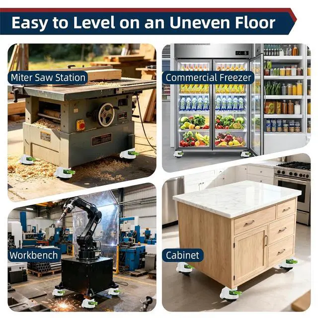 Alt view image 6 of 7 - Leveling Casters with Ratchet Handle, Adjustable Casters Load 2200 Lbs