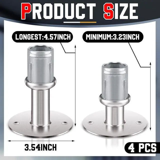 Alt view image 2 of 6 - Adjustable Stainless Steel Flanged Feet Round Base Furniture Feet for 1 5/8 Inch Od Stainless Steel Tubing, Pipe Style Table Legs Support, Height Adjustable 1 3/8 to 2 1/2 Inch(4 Pcs)