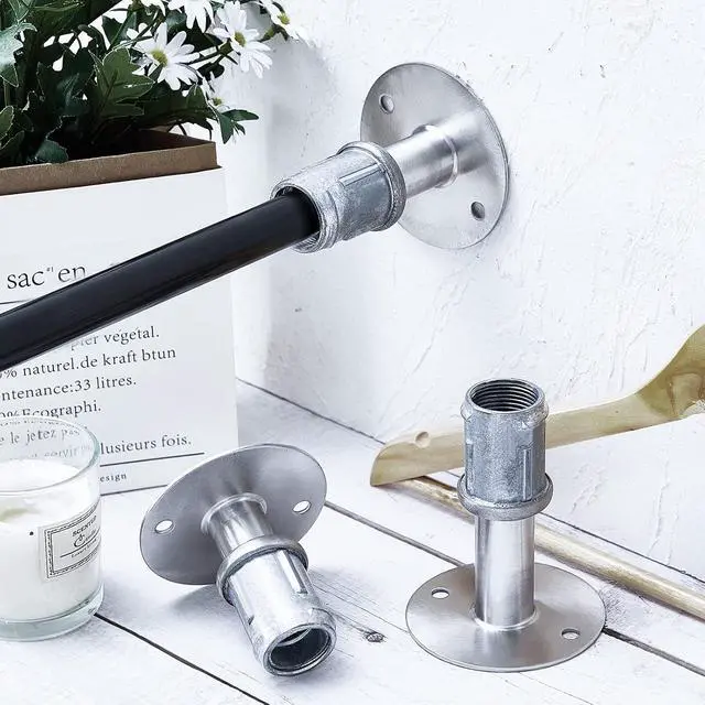 Alt view image 4 of 6 - Adjustable Stainless Steel Flanged Feet Round Base Furniture Feet for 1 5/8 Inch Od Stainless Steel Tubing, Pipe Style Table Legs Support, Height Adjustable 1 3/8 to 2 1/2 Inch(4 Pcs)