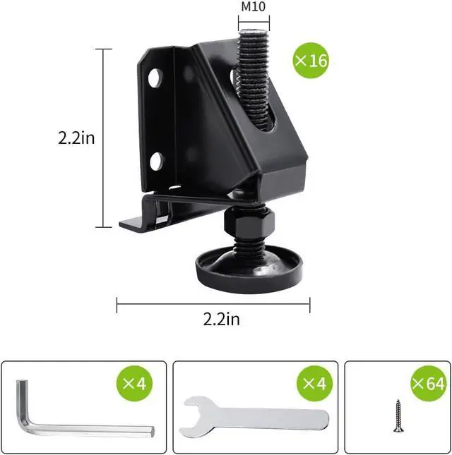Alt view image 5 of 6 - 16 Pack Heavy Duty Leg Leveler, 2-inch Adjustable Height