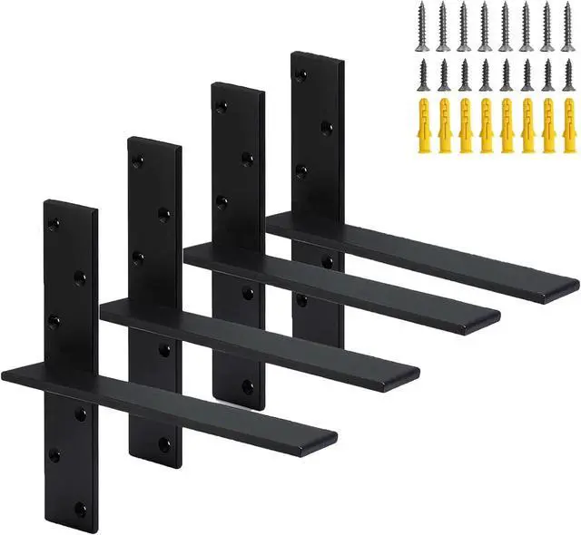 Main image of (4-Pack) Hanging T Floating Shelf Bracket, 10" Lx2 W Heavy Duty Steel Knee Wall Hidden Granite Countertop Support Floating Bracket Hardware for Cabinets, Granite, Dishwasher, Bench Seats Vanities
