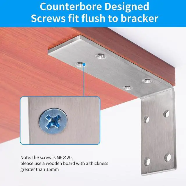 Alt view image 4 of 7 - Countertop Support Bracket, Heavy Duty 5mm L Bracket, 8 x 4 in