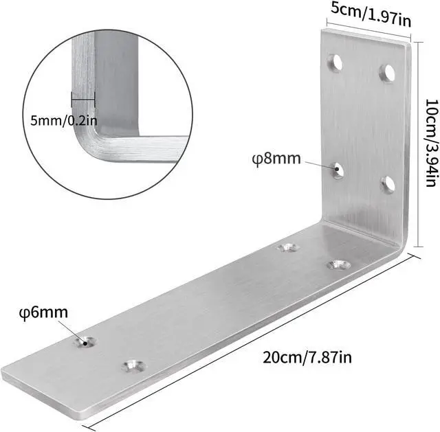 Alt view image 6 of 7 - Countertop Support Bracket, Heavy Duty 5mm L Bracket, 8 x 4 in