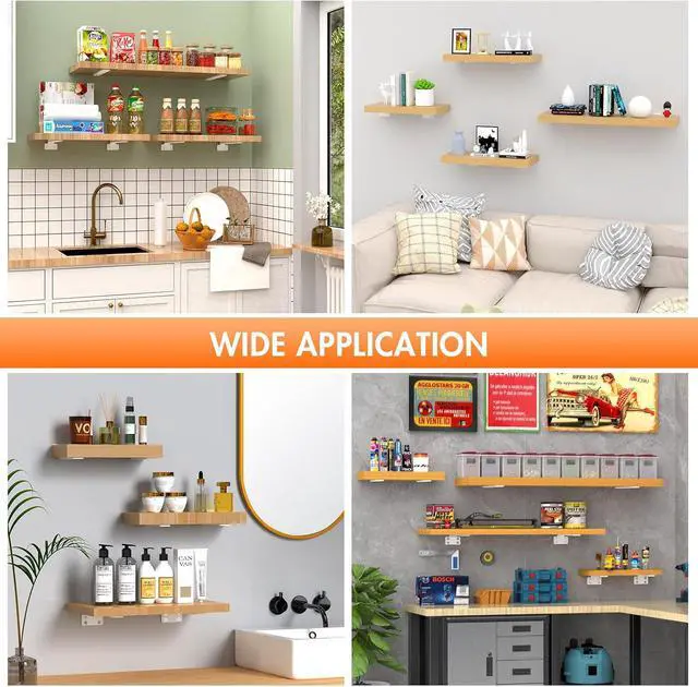 Alt view image 7 of 7 - Shelf Bracket, Floating Shelf Bracket 10 Inch , 6 Pack Heavy Duty Shelf Brackets, Metal Wall Shelf Brackets with 1/5 Inch Thick and Holds 160+lb, Brackets for Wood ShelvesWhite