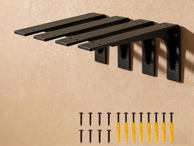 Main image of 10 inch x 6 inch Shelf Support Bracket Heavy Duty, L Shelf Brackets ,max Load 300lbs, , Metal Brackets for Shelves, Counter top Bracket ,Corner Brace,Pack of 4. (10 "x 6 " Supporting Bar)