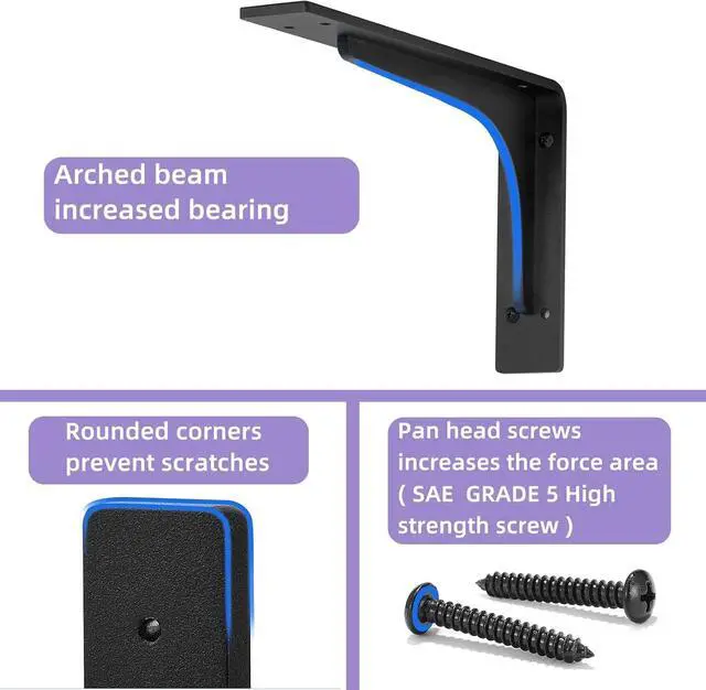 Alt view image 4 of 7 - 10 inch x 6 inch Shelf Support Bracket Heavy Duty, L Shelf Brackets ,max Load 300lbs, , Metal Brackets for Shelves, Counter top Bracket ,Corner Brace,Pack of 4. (10 "x 6 " Supporting Bar)