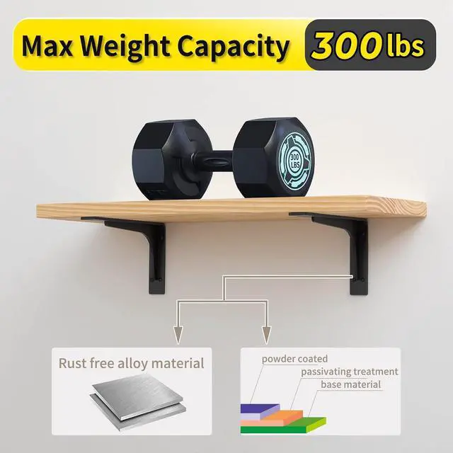 Alt view image 5 of 7 - 10 inch x 6 inch Shelf Support Bracket Heavy Duty, L Shelf Brackets ,max Load 300lbs, , Metal Brackets for Shelves, Counter top Bracket ,Corner Brace,Pack of 4. (10 "x 6 " Supporting Bar)