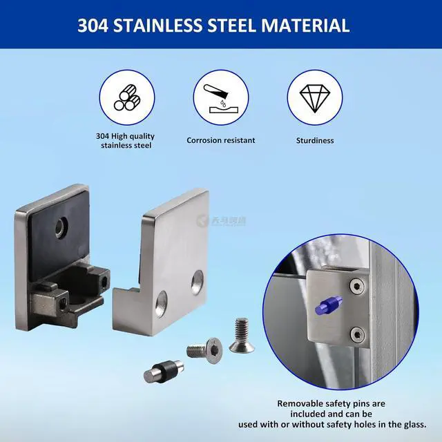 Alt view image 4 of 7 - Glass Clamp4PCS Adjustable Glass Shelf Bracket, 1/3 "-1/2 " 304 Stainless Steel Glass Clamps, Glass Clamp Bracket is Suitable for Railing, Stairs, Glass Wall, All Kinds of Glass (Silver-4pcs)