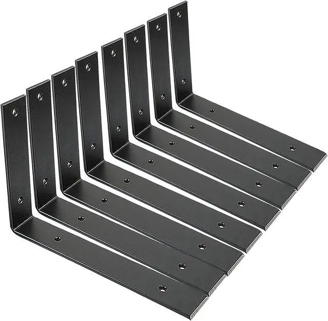 Main image of Shelf Brackets 10 Inch Wall L Brackets 8PCS Heavy Duty for Shelves Metal Black Rustic Industrial Brackets for DIY Opening Shelves Project Hardware Included