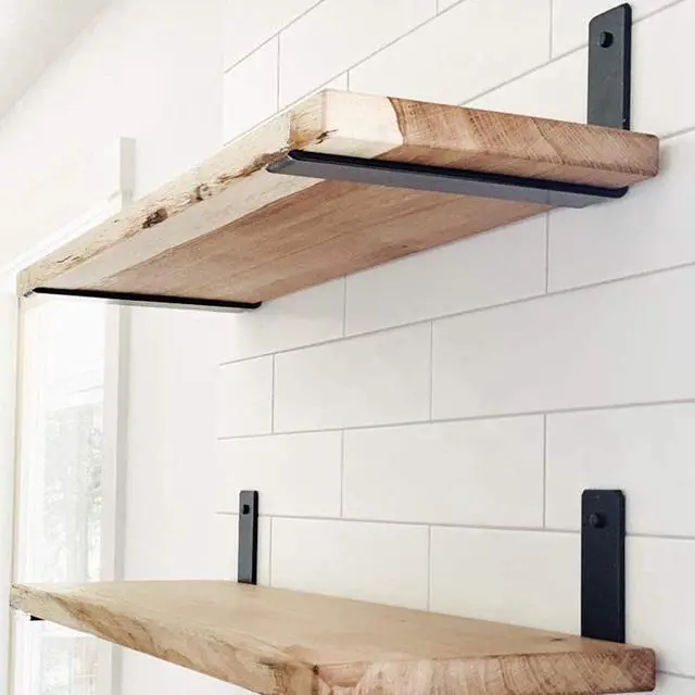 Alt view image 7 of 7 - Shelf Brackets 10 Inch Wall L Brackets 8PCS Heavy Duty for Shelves Metal Black Rustic Industrial Brackets for DIY Opening Shelves Project Hardware Included