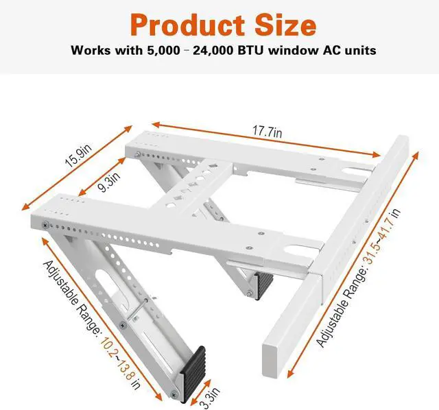 Alt view image 2 of 7 - Update Window Air Conditioner Support Bracket No Drilling, No Tools, Quick Install, Heavy Duty Window AC Bracket Supports Up to 220lbs, Fits Single & Double-Hung Windows