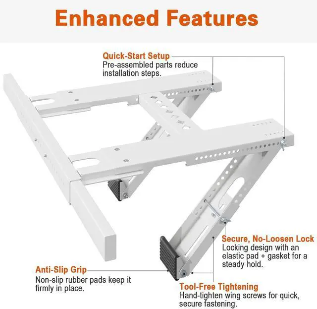 Alt view image 4 of 7 - Update Window Air Conditioner Support Bracket No Drilling, No Tools, Quick Install, Heavy Duty Window AC Bracket Supports Up to 220lbs, Fits Single & Double-Hung Windows