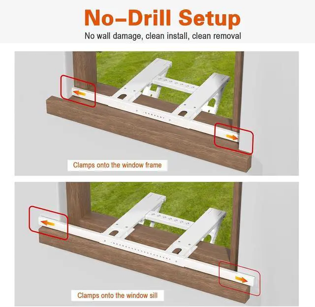 Alt view image 3 of 7 - Update Window Air Conditioner Support Bracket No Drilling, No Tools, Quick Install, Heavy Duty Window AC Bracket Supports Up to 220lbs, Fits Single & Double-Hung Windows