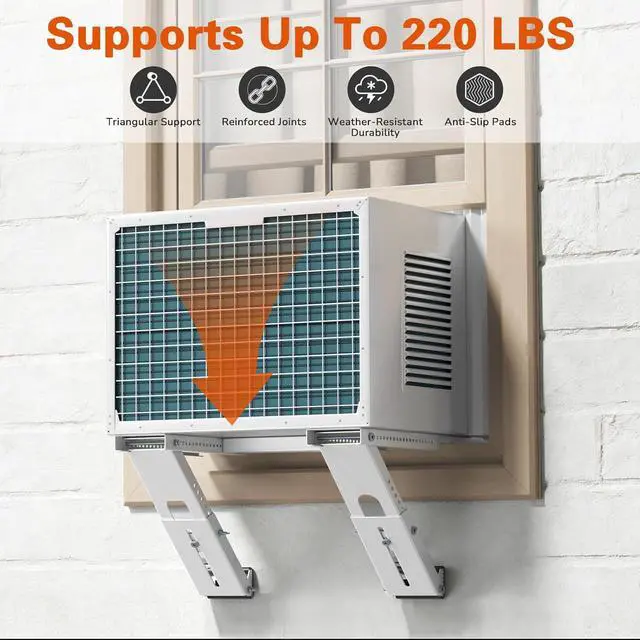 Alt view image 6 of 7 - Update Window Air Conditioner Support Bracket No Drilling, No Tools, Quick Install, Heavy Duty Window AC Bracket Supports Up to 220lbs, Fits Single & Double-Hung Windows
