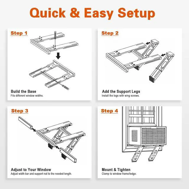 Alt view image 7 of 7 - Update Window Air Conditioner Support Bracket No Drilling, No Tools, Quick Install, Heavy Duty Window AC Bracket Supports Up to 220lbs, Fits Single & Double-Hung Windows