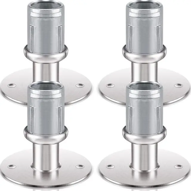 Main image of Adjustable Stainless Steel Flanged Feet Round Base Furniture Feet for 1 5/8 Inch Od Stainless Steel Tubing, Pipe Style Table Legs Support, Height Adjustable 1 3/8 to 2 1/2 Inch(4 Pcs)