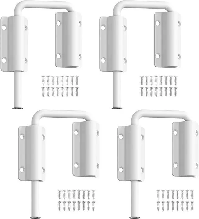 Main image of Updated Home Security Patio Sliding Door Loop Lock - 90/180 Degree Aluminum Alloy U Sliding Door Lock Latch for Barn, Garden, Fence Gate, Window - Sturdy and Long-Lasting (White-4 Pcs)