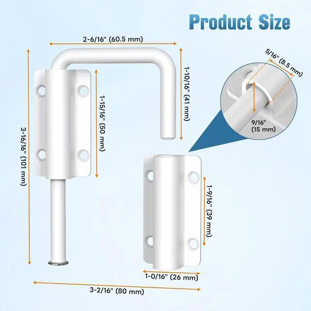 Alt view image 2 of 7 - Updated Home Security Patio Sliding Door Loop Lock - 90/180 Degree Aluminum Alloy U Sliding Door Lock Latch for Barn, Garden, Fence Gate, Window - Sturdy and Long-Lasting (White-4 Pcs)