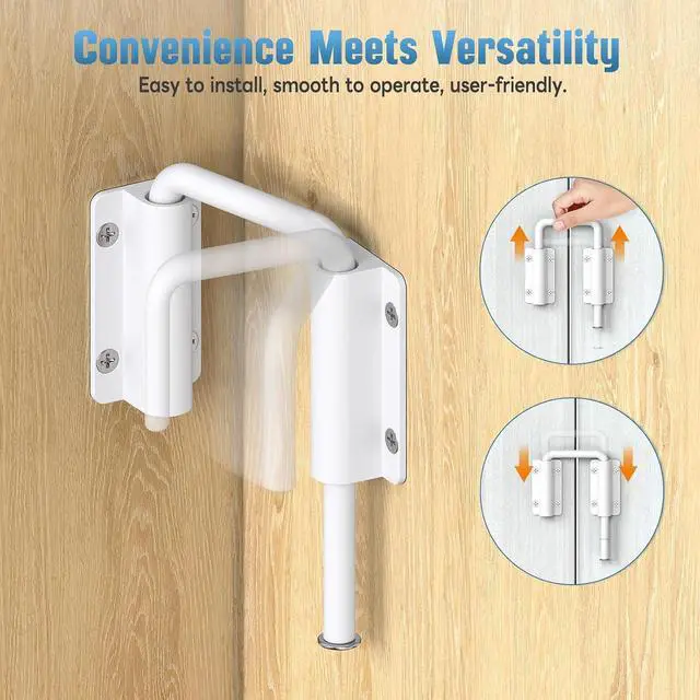 Alt view image 6 of 7 - Updated Home Security Patio Sliding Door Loop Lock - 90/180 Degree Aluminum Alloy U Sliding Door Lock Latch for Barn, Garden, Fence Gate, Window - Sturdy and Long-Lasting (White-4 Pcs)