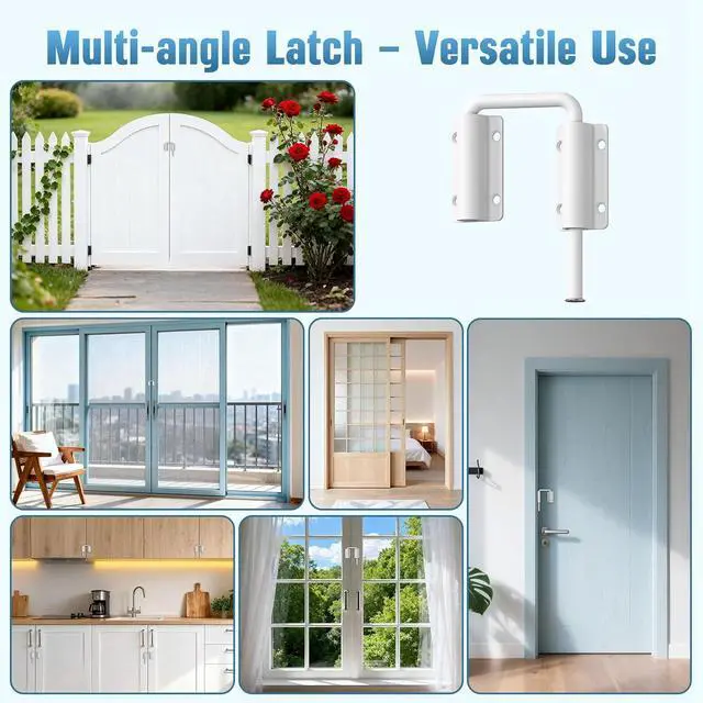 Alt view image 7 of 7 - Updated Home Security Patio Sliding Door Loop Lock - 90/180 Degree Aluminum Alloy U Sliding Door Lock Latch for Barn, Garden, Fence Gate, Window - Sturdy and Long-Lasting (White-4 Pcs)