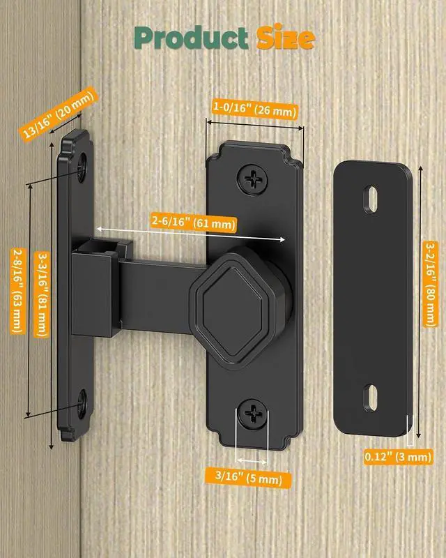 Alt view image 2 of 7 - 90 Degree Flip Barn Door Lock, Small Right Angle Lock Latch, Sliding Door Latches for Cabinets, Bathroom, Barn, Shed, Garden, Window - Safety & Privacy Hardware (Black-4PCS)