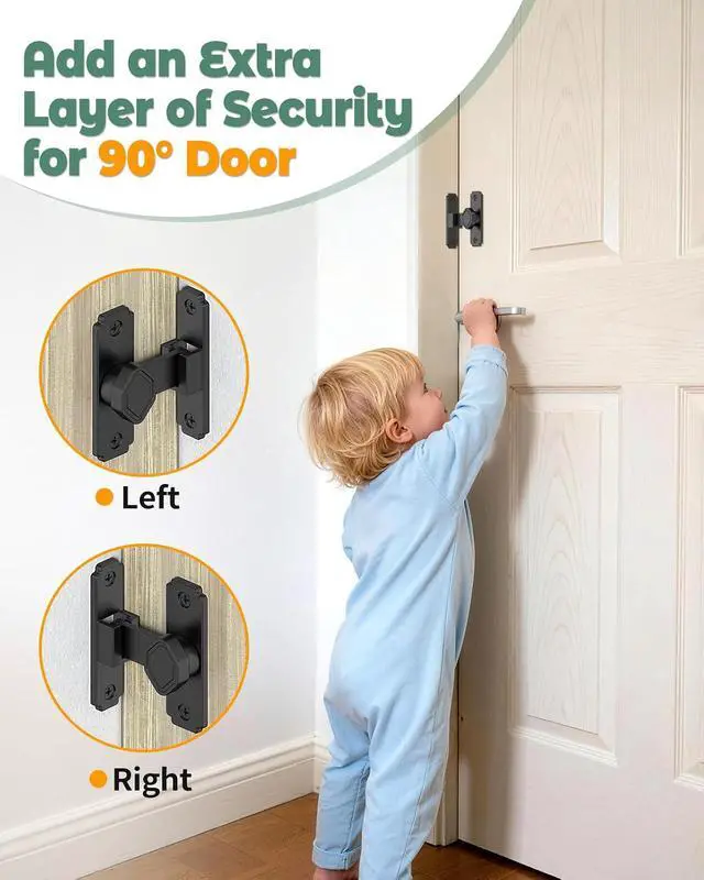 Alt view image 5 of 7 - 90 Degree Flip Barn Door Lock, Small Right Angle Lock Latch, Sliding Door Latches for Cabinets, Bathroom, Barn, Shed, Garden, Window - Safety & Privacy Hardware (Black-4PCS)