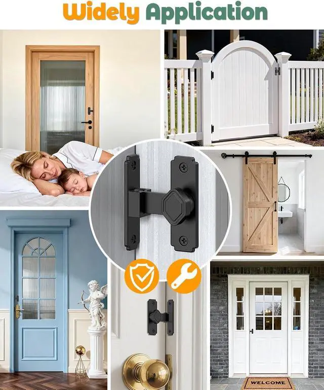 Alt view image 7 of 7 - 90 Degree Flip Barn Door Lock, Small Right Angle Lock Latch, Sliding Door Latches for Cabinets, Bathroom, Barn, Shed, Garden, Window - Safety & Privacy Hardware (Black-4PCS)