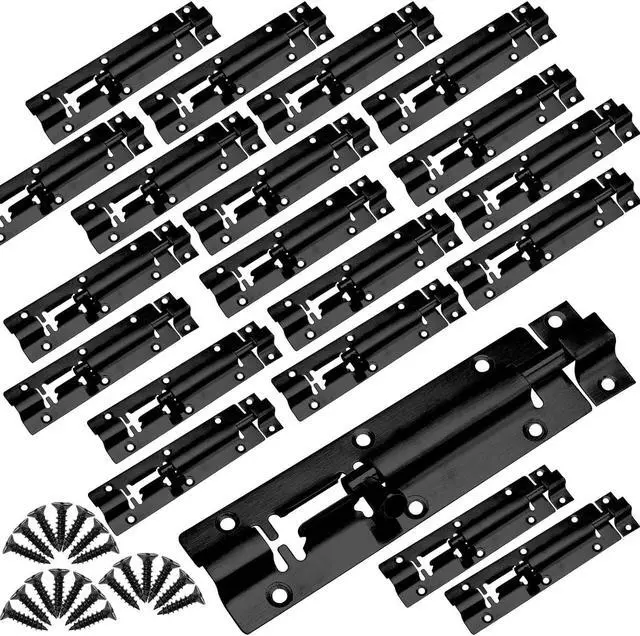 Main image of 30 Pack 5 Inch Barrel Bolt, Stainless Steel Slide Lock, Thickened Door Latch Slide Latch Lock with 160 Mounting Screws, Sliding Latch Hardware for Door Locking, Black
