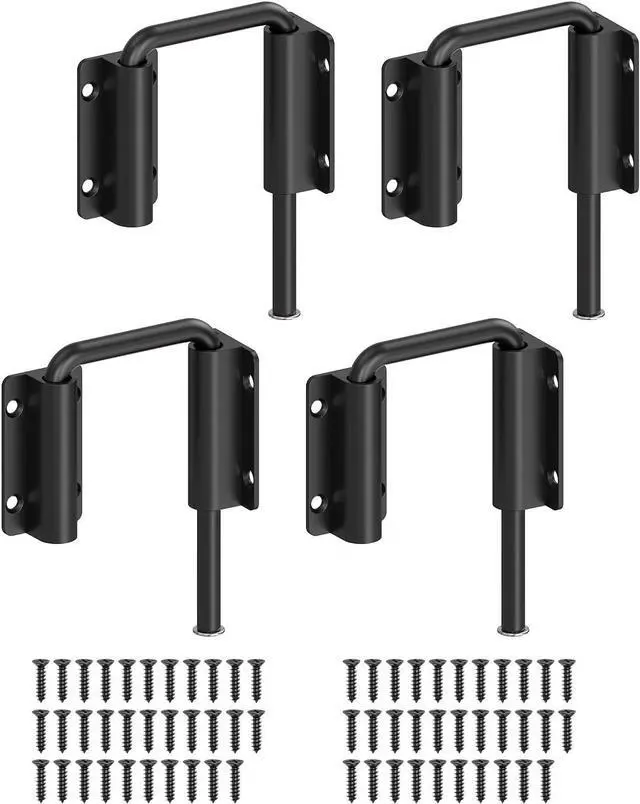 Main image of Updated U Patio Sliding Door Loop Lock Latch - 90/180 Degree Stainless Steel Security Bolt Lock for Barn, Garden, Fence Gate, Window - Multi-Angle Mounting (Black-4 PCS)