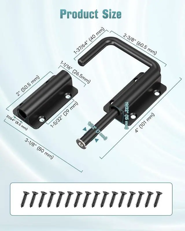 Alt view image 2 of 7 - Updated U Patio Sliding Door Loop Lock Latch - 90/180 Degree Stainless Steel Security Bolt Lock for Barn, Garden, Fence Gate, Window - Multi-Angle Mounting (Black-4 PCS)
