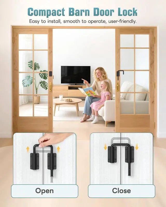Alt view image 6 of 7 - Updated U Patio Sliding Door Loop Lock Latch - 90/180 Degree Stainless Steel Security Bolt Lock for Barn, Garden, Fence Gate, Window - Multi-Angle Mounting (Black-4 PCS)