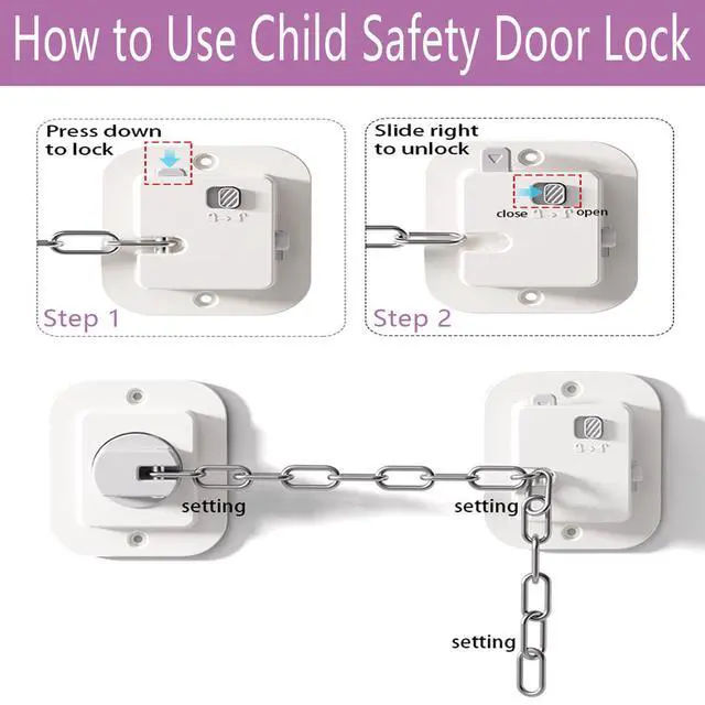 Alt view image 6 of 7 - Child Proof Door Lock, Adjustable Latch, 4 Packs