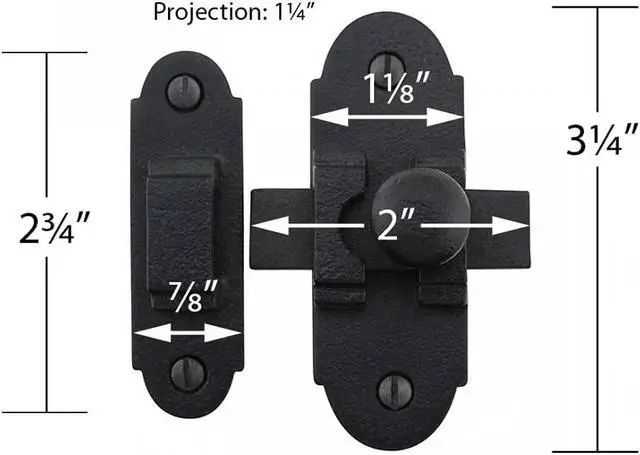 Alt view image 2 of 7 - Black Slide Bolt Door Latch 3.25" x 1.25" Antique Wrought Iron Small Metal Sliding Latches for Windows or Cabinet Doors Rust Resistant Locks with Hardware Pack of 3