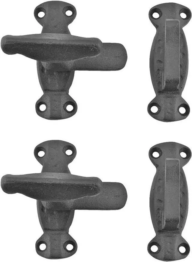 Main image of Door Latch 2 in. Black Wrought Iron Latch Latch Lock for Cabinets/Windows with Mounting Hardware Pack of 2