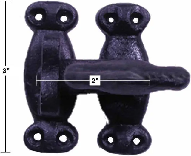 Alt view image 2 of 7 - Door Latch 2 in. Black Wrought Iron Latch Latch Lock for Cabinets/Windows with Mounting Hardware Pack of 2