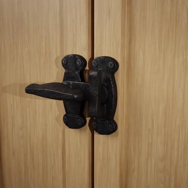 Alt view image 3 of 7 - Door Latch 2 in. Black Wrought Iron Latch Latch Lock for Cabinets/Windows with Mounting Hardware Pack of 2