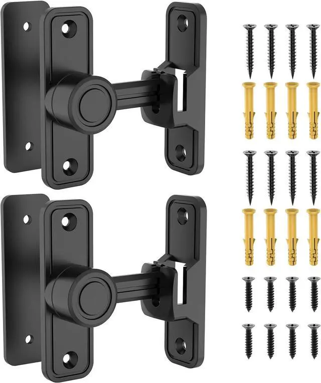 Main image of Sliding Barn Door Lock Hardware, 90 Degree Locks for Barn Doors, Flip Gate Latches for Garden, Bathroom, Outdoor, Garage, Window (2 Pack-Black)