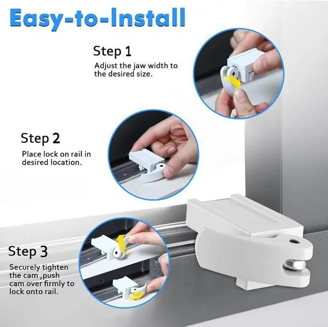 Alt view image 5 of 6 - 8 Pack Window Locks, Diecast Durable Design, Compatible with Horizontal and Vertical Window, Fit 1/16 inch(0.16cm) up to 1-1/2 Inch Long Version Wide Rail Easy Installation Enhanced Safety