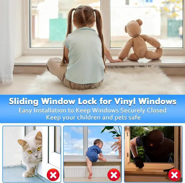 Alt view image 6 of 6 - 8 Pack Window Locks, Diecast Durable Design, Compatible with Horizontal and Vertical Window, Fit 1/16 inch(0.16cm) up to 1-1/2 Inch Long Version Wide Rail Easy Installation Enhanced Safety