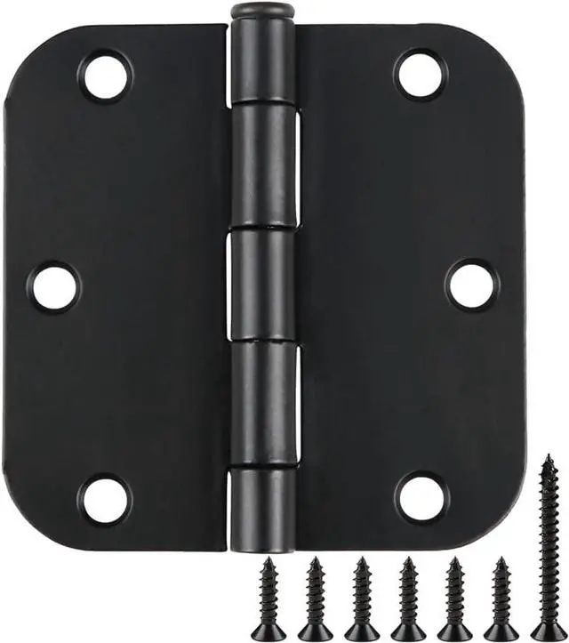 Main image of Rounded Door Hinges Matte Black 3.5" Standard Hardware 36 Pack