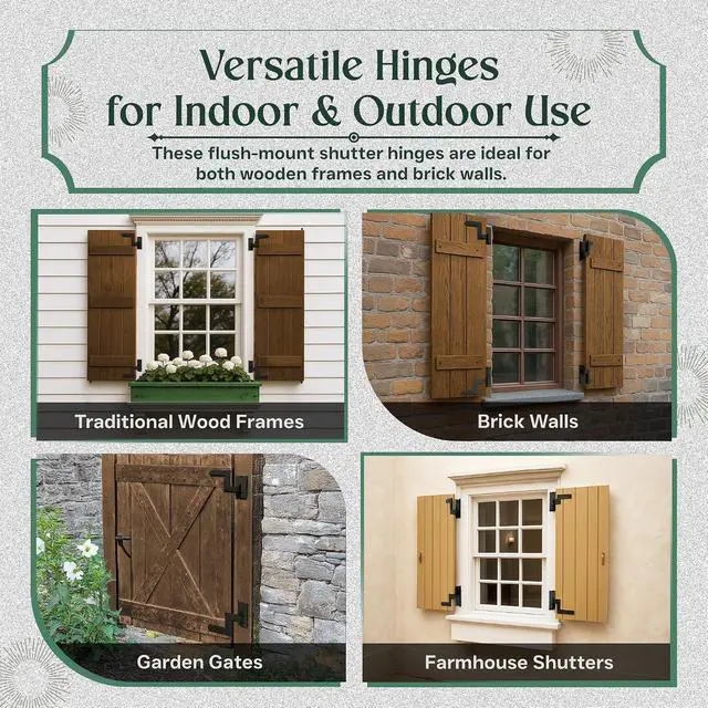 Alt view image 7 of 7 - Pack of 4 Wrought Iron Lift-Off Pintle Shutter Hinges 6.5" Black Colonial Window & Gate Hardware