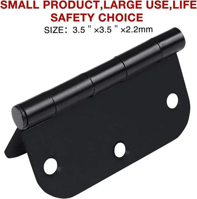 Alt view image 5 of 6 - Rounded Door Hinges Matte Black 3.5" Standard Hardware 36 Pack