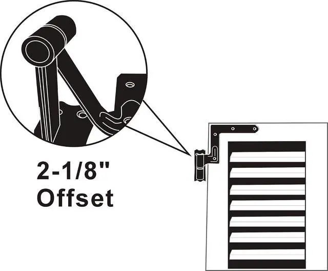 Alt view image 3 of 3 - Blind Shutter Hinge for Wood Frame & Brick, Steel, 2-1/8" Offset, Powder Coated Matte Black, 16 Pack (8 Pair), Made in Taiwan