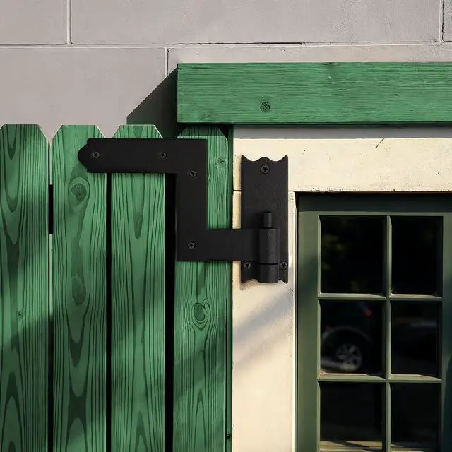 Alt view image 6 of 7 - Pack of 4 Wrought Iron Lift-Off Pintle Shutter Hinges 6.5" Black Colonial Window & Gate Hardware