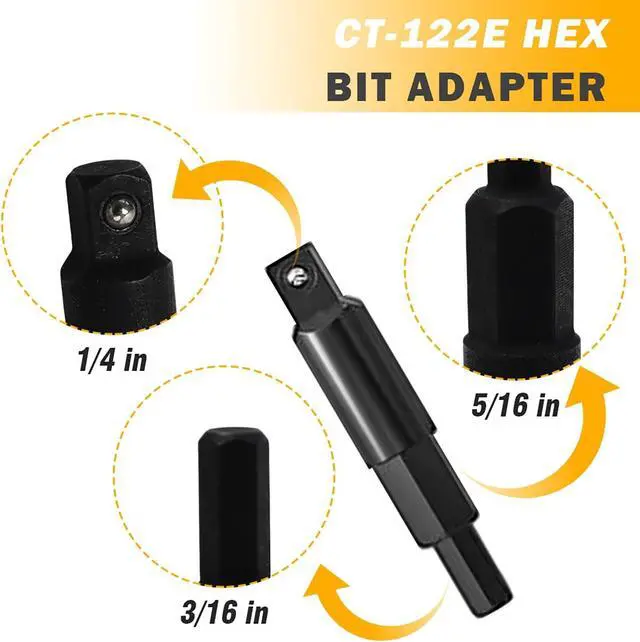 Alt view image 4 of 7 - Valve Core Remover Installer Tool and HVAC Service Wrench Set with Hex Bit Adapters, R410A Adapter 5/16 Female 1/4 Male Flare, 3/8'' to 1/4'', 5/16'' x 1/4'' Refrigeration Service Wrench (Set B)