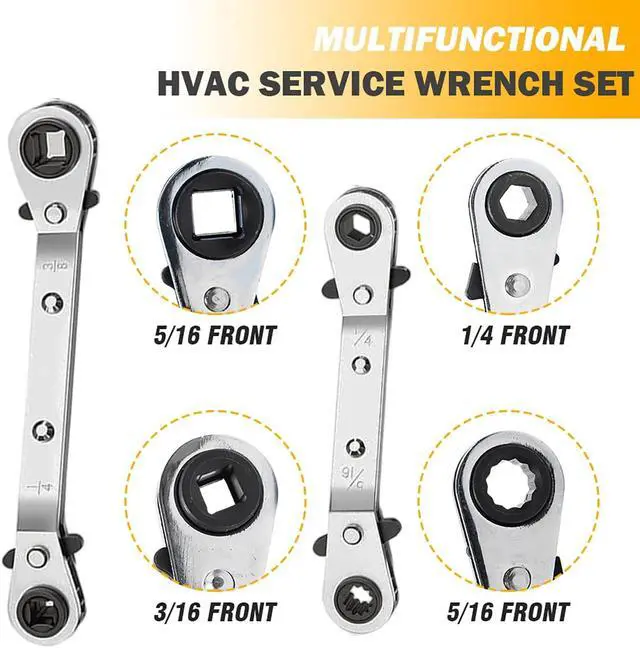 Alt view image 3 of 7 - Valve Core Remover Installer Tool and HVAC Service Wrench Set with Hex Bit Adapters, R410A Adapter 5/16 Female 1/4 Male Flare, 3/8'' to 1/4'', 5/16'' x 1/4'' Refrigeration Service Wrench (Set B)